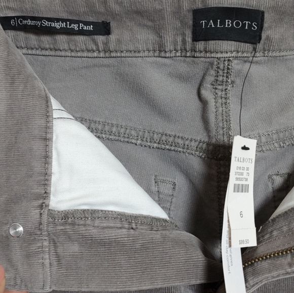 Talbots Gray Corduroy Straight Leg Slimming Pants - Picture 3 of 7